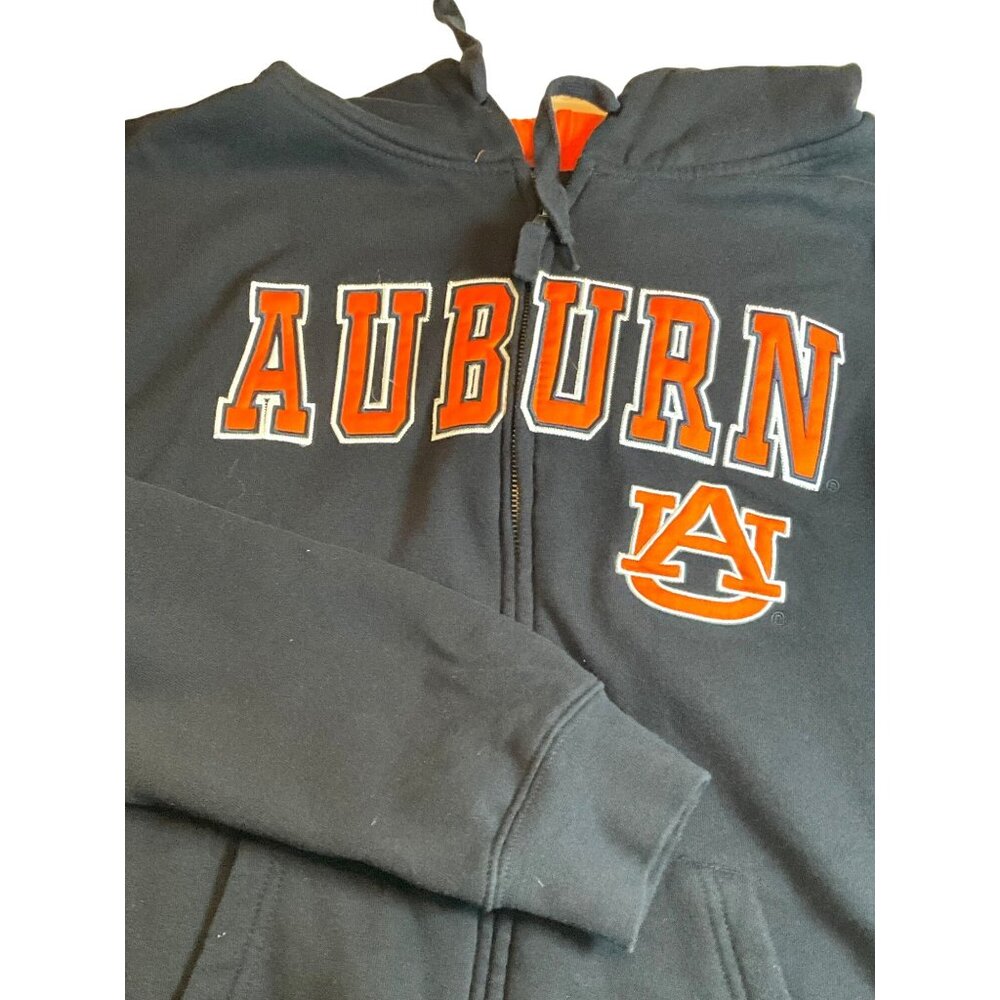 Auburn University Zip up Hoodie XL Deep Black with Orange Appliqué